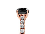 Rose gold Fancy Black Cushion Cut Cut Pavé Band Solitaire Ring with Four-Prong Setting_5