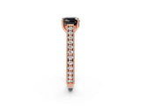 Rose gold Fancy Black Cushion Cut Cut Pave Band Milgrain Solitaire Ring_2