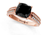 Rose gold Fancy Black Cushion Cut Cut Pave Split Shank Engagement Ring with Four-Prong Setting_1