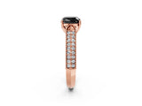 Rose gold Fancy Black Cushion Cut Cut Pave Split Shank Engagement Ring with Four-Prong Setting_2