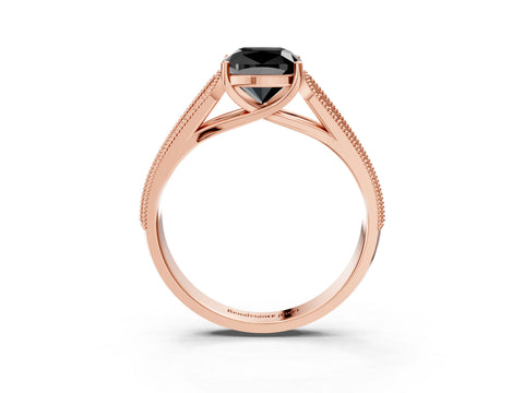Rose gold Fancy Black Cushion Cut Cut Pave Split Shank Engagement Ring with Four-Prong Setting_3
