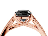 Rose gold Fancy Black Cushion Cut Cut Pave Split Shank Engagement Ring with Four-Prong Setting_4