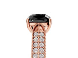 Rose gold Fancy Black Cushion Cut Cut Pave Split Shank Engagement Ring with Four-Prong Setting_5