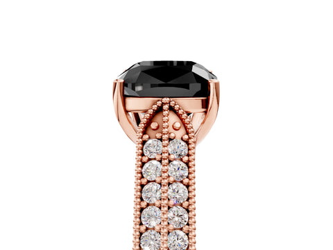 Rose gold Fancy Black Cushion Cut Cut Pave Split Shank Engagement Ring with Four-Prong Setting_5