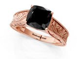 Rose gold Fancy Black Cushion Cut Cut Solitaire Engraved Band with Four-Prong Setting_1
