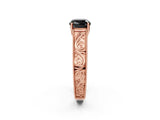Rose gold Fancy Black Cushion Cut Cut Solitaire Engraved Band with Four-Prong Setting_2