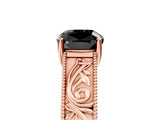 Rose gold Fancy Black Cushion Cut Cut Solitaire Engraved Band with Four-Prong Setting_5
