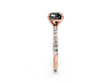 Rose gold Fancy Black Cushion Cut Diamond Brilliant Solitaire Ring with Pavé Band and Four-Prong Setting_14