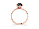 Rose gold Fancy Black Cushion Cut Diamond Brilliant Solitaire Ring with Pavé Band and Four-Prong Setting_15