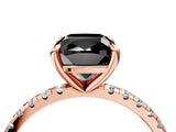 Rose gold Fancy Black Cushion Cut Diamond Brilliant Solitaire Ring with Pavé Band and Four-Prong Setting_16