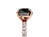 Rose gold Fancy Black Cushion Cut Diamond Brilliant Solitaire Ring with Pavé Band and Four-Prong Setting_17
