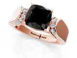 Rose gold Fancy Black Cushion Cut Diamond Channel Set Solitaire Ring with Four-Prong Setting_13