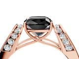 Rose gold Fancy Black Cushion Cut Diamond Channel Set Solitaire Ring with Four-Prong Setting_16