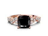 Rose gold Fancy Black Cushion Cut Diamond Cluster Pavé Band with Four-Prong Setting_3