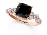 Rose gold Fancy Black Cushion Cut Diamond Cluster Pavé Band with Four-Prong Setting_4