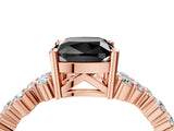 Rose gold Fancy Black Cushion Cut Diamond Cluster Pavé Band with Four-Prong Setting_7
