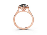 Rose gold Fancy Black Cushion Cut Diamond Cushion Halo Ring with Pavé Band_3