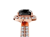 Rose gold Fancy Black Cushion Cut Diamond Double Halo Ring with Split Shank and Four-Prong Setting_5