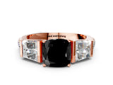 Rose gold Fancy Black Cushion Cut Diamond Engagement Ring with Baguette Side Stones and Channel Set Band_12