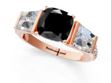 Rose gold Fancy Black Cushion Cut Diamond Engagement Ring with Baguette Side Stones and Channel Set Band_13