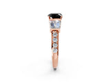 Rose gold Fancy Black Cushion Cut Diamond Engagement Ring with Baguette Side Stones and Channel Set Band_14