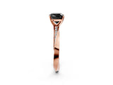 Rose gold Fancy Black Cushion Cut Diamond Engagement Ring with Side Stone Accents and Four-Prong Setting_14