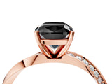 Rose gold Fancy Black Cushion Cut Diamond Engagement Ring with Side Stone Accents and Four-Prong Setting_16