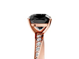 Rose gold Fancy Black Cushion Cut Diamond Engagement Ring with Side Stone Accents and Four-Prong Setting_17