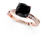 Rose gold Fancy Black Cushion Cut Diamond Engagement Ring with Side Stone Accents and Four-Prong Setting_73