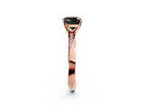 Rose gold Fancy Black Cushion Cut Diamond Engagement Ring with Side Stone Accents and Four-Prong Setting_74
