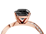 Rose gold Fancy Black Cushion Cut Diamond Engagement Ring with Side Stone Accents and Four-Prong Setting_76