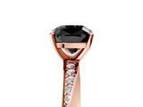 Rose gold Fancy Black Cushion Cut Diamond Engagement Ring with Side Stone Accents and Four-Prong Setting_77