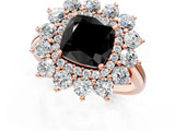 Rose gold Fancy Black Cushion Cut Diamond Floral Double Halo Engagement Ring with Prong Setting_25