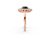 Rose gold Fancy Black Cushion Cut Diamond Floral Double Halo Engagement Ring with Prong Setting_26
