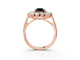 Rose gold Fancy Black Cushion Cut Diamond Floral Double Halo Engagement Ring with Prong Setting_27