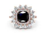 Rose gold Fancy Black Cushion Cut Diamond Floral Double Halo Engagement Ring with Prong Setting_60