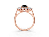 Rose gold Fancy Black Cushion Cut Diamond Floral Double Halo Engagement Ring with Prong Setting_63