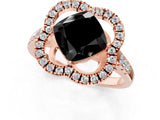 Rose gold Fancy Black Cushion Cut Diamond Floral Halo Split Shank Prong Setting Ring_13