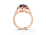 Rose gold Fancy Black Cushion Cut Diamond Floral Halo Split Shank Prong Setting Ring_15