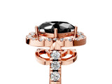 Rose gold Fancy Black Cushion Cut Diamond Floral Halo Split Shank Prong Setting Ring_17