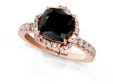 Rose gold Fancy Black Cushion Cut Diamond Halo Pave Band with Four-Prong Setting_4