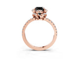 Rose gold Fancy Black Cushion Cut Diamond Halo Pave Band with Four-Prong Setting_6