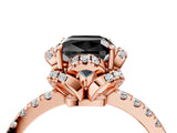 Rose gold Fancy Black Cushion Cut Diamond Halo Pave Band with Four-Prong Setting_7