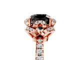 Rose gold Fancy Black Cushion Cut Diamond Halo Pave Band with Four-Prong Setting_8