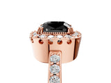 Rose gold Fancy Black Cushion Cut Diamond Halo Ring with Pavé Band and Prong Setting_5
