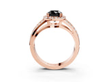 Rose gold Fancy Black Cushion Cut Diamond Halo Ring with Split Shank Pavé Band and Four-Prong Setting_3