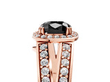 Rose gold Fancy Black Cushion Cut Diamond Halo Ring with Split Shank Pavé Band and Four-Prong Setting_5
