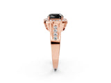 Rose gold Fancy Black Cushion Cut Diamond Halo Ring with Split Shank and Bezel Accents and Prong Setting_2