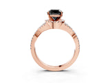 Rose gold Fancy Black Cushion Cut Diamond  Halo Twist Band Solitaire Prong Setting Ring_39