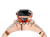 Rose gold Fancy Black Cushion Cut Diamond  Halo Twist Band Solitaire Prong Setting Ring_40